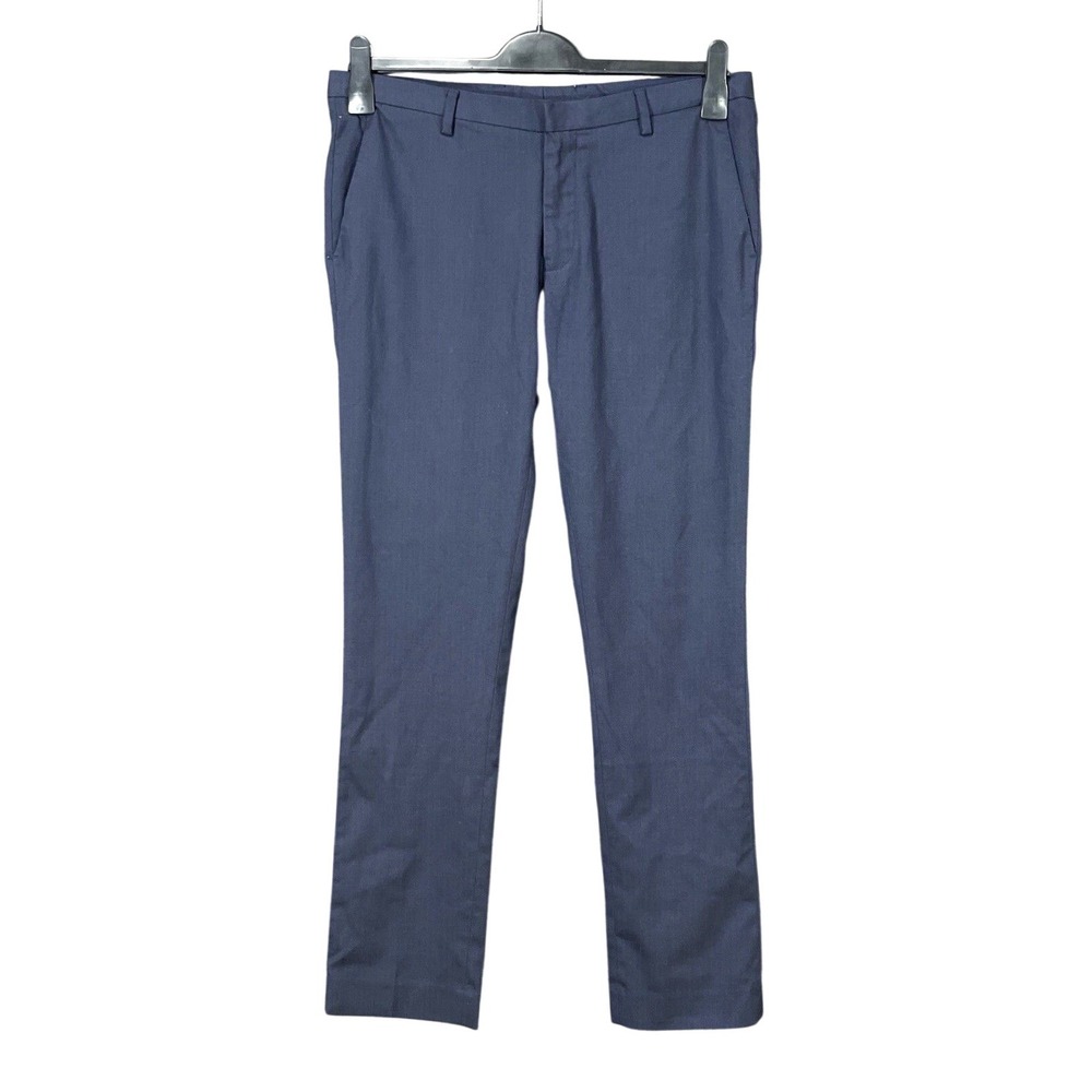 ASOS Navy Blue SKINNY FIT Flat Front STRAIGHT LEG Chino Pants TROUSERS Sz 34x32